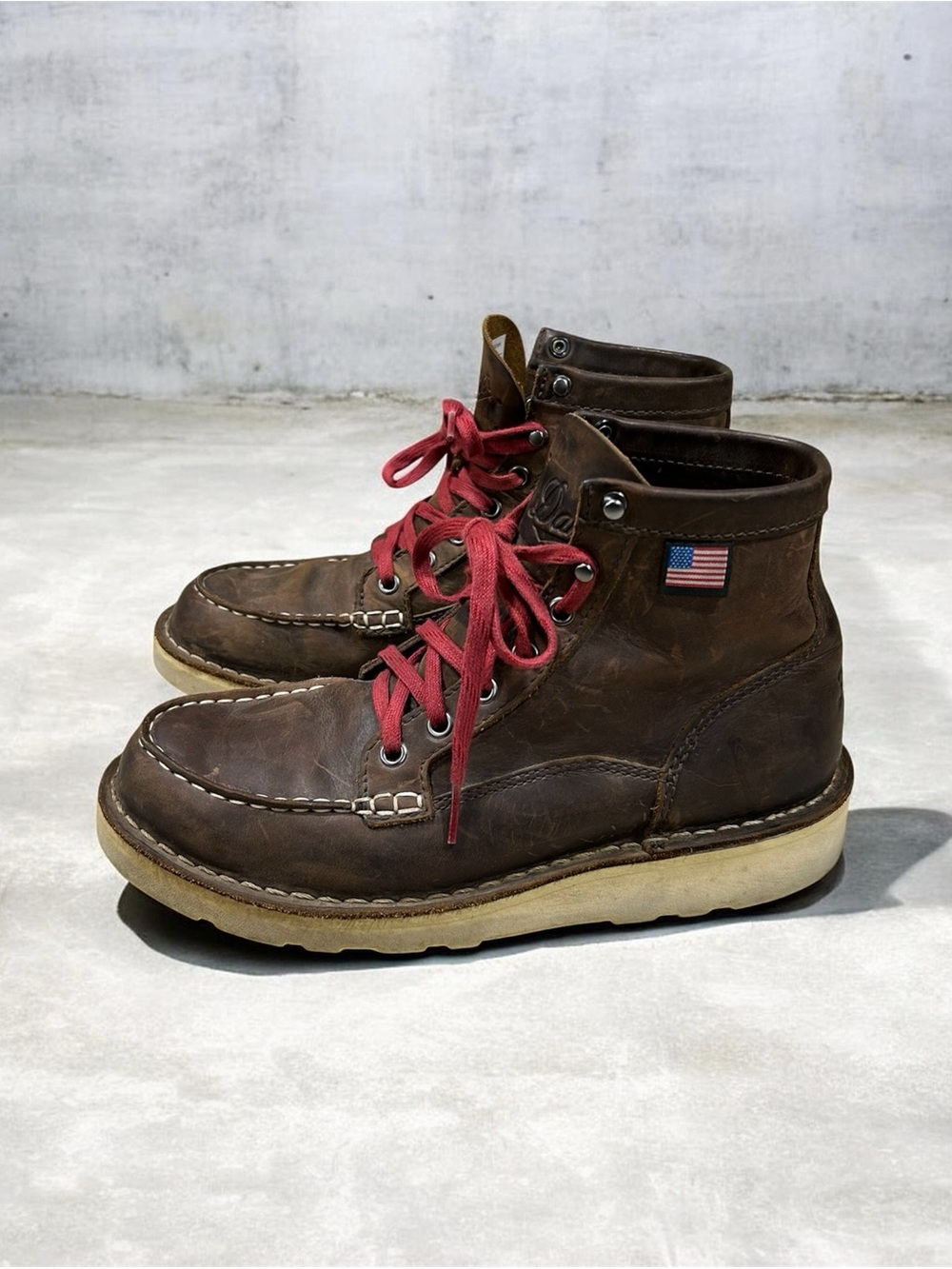 Danner Women's 6" Leather Bull Run Moc Soft Toe Work Boots Brown 8 38.5 EUC